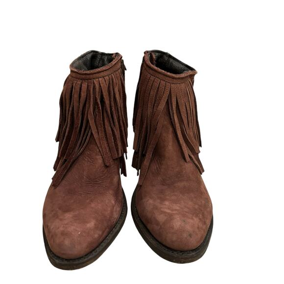 Independent Boot Co 6.5C Brown Leather Tassel Cowgirl Western Suede Booties*READ - Picture 2 of 12